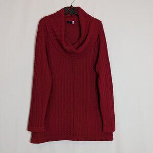 INTRO Burgundy Red Long Sleeve Cowl Neck Pullover Sweater; Size 3X